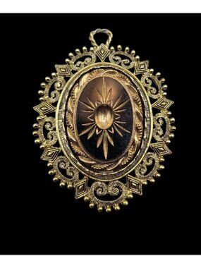 Vintage Victorian Revival Starburst Pendant Dramatic Mourning Celestial Style